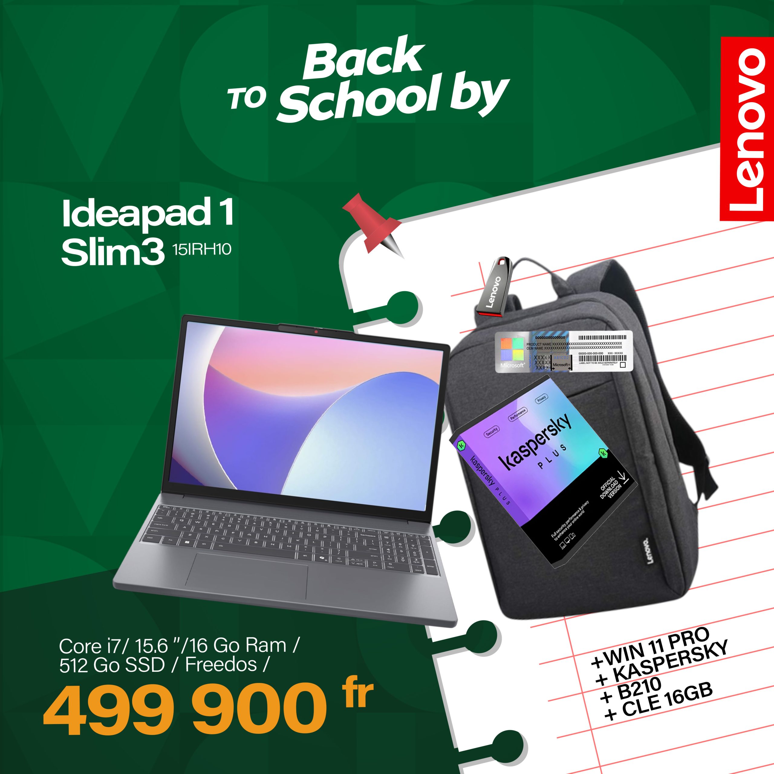 ORDINATEUR LENOVO IDEAPAD SLIM 3 15IRH10